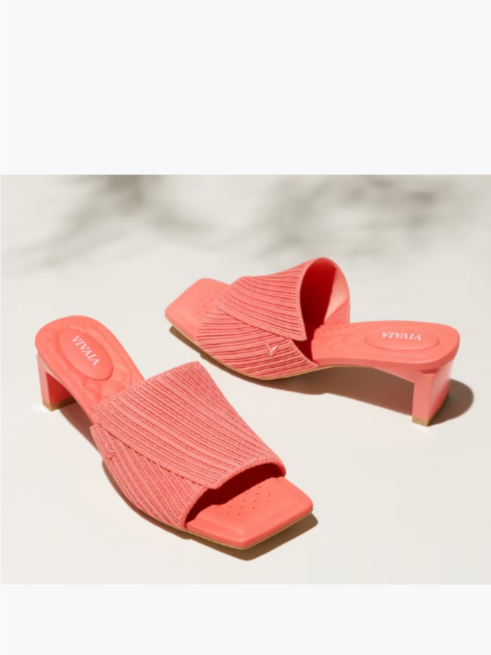 Coral Knit Block Heel Mules
